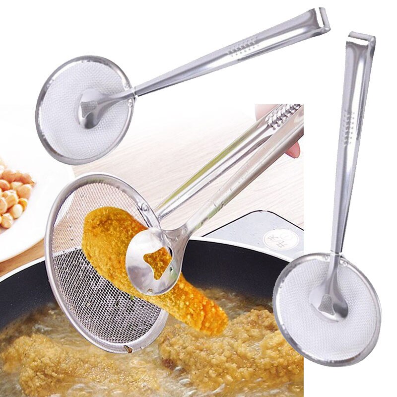 Multi-functional Stainless Steel Clamp Strainer Filter Spoon With Clip Food Kitchen Oil-Frying Salad BBQ Filter